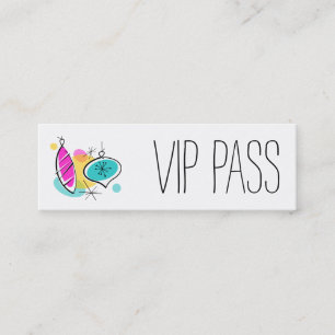 Retro Baubles Groups 'VIP PASS' skinny Mini Business Card