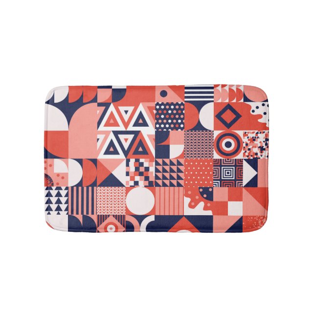 Retro Bauhaus design, colourful geometric. Bath Mat (Front)