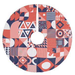 Retro Bauhaus design, colourful geometric. Brushed Polyester Tree Skirt