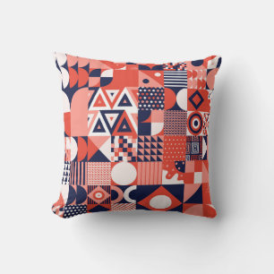 Retro Bauhaus design, colourful geometric. Cushion