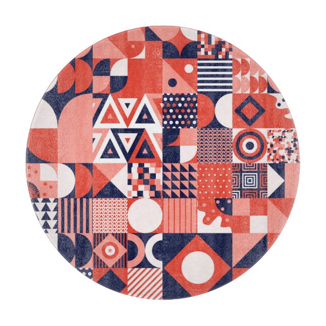Retro Bauhaus design, colourful geometric. Cutting Board (Front)