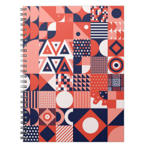 Retro Bauhaus design, colourful geometric. Notebook