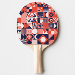 Retro Bauhaus design, colourful geometric. Ping Pong Paddle
