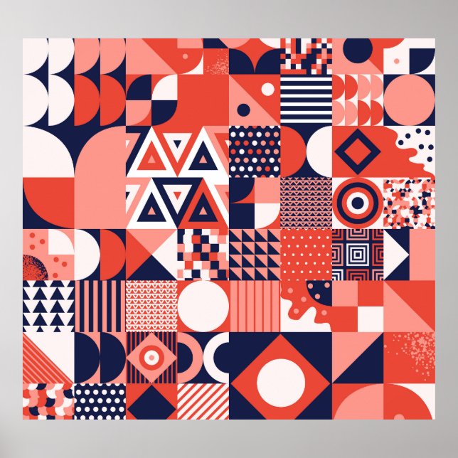 Retro Bauhaus design, colourful geometric. Poster (Front)