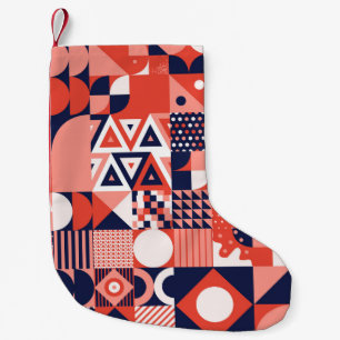 Retro Bauhaus design, colourful geometric. Small Christmas Stocking