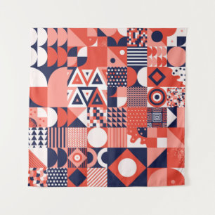 Retro Bauhaus design, colourful geometric. Tapestry