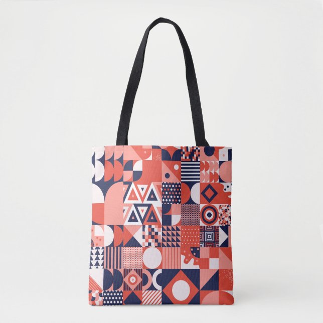 Retro Bauhaus design, colourful geometric. Tote Bag (Front)