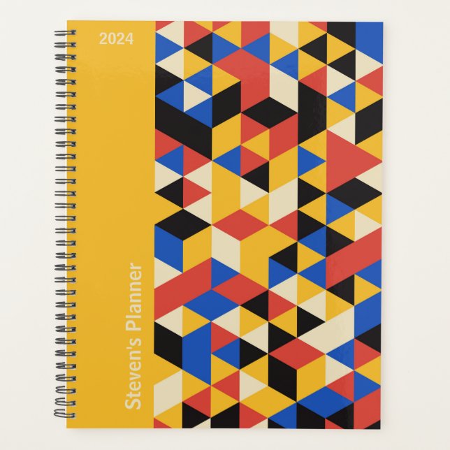 Retro Bauhaus Geometric Personalised Planner (Front)