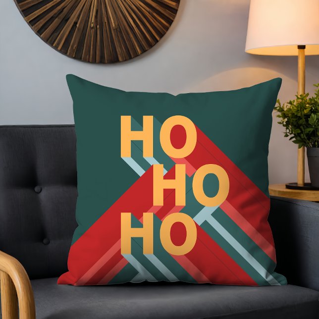Retro Bauhaus Ho Ho Ho Christmas Festive Holidays Cushion (Creator Uploaded)