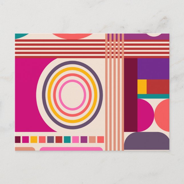 Retro Bauhaus Modern Art Abstract Pattern Postcard (Front)