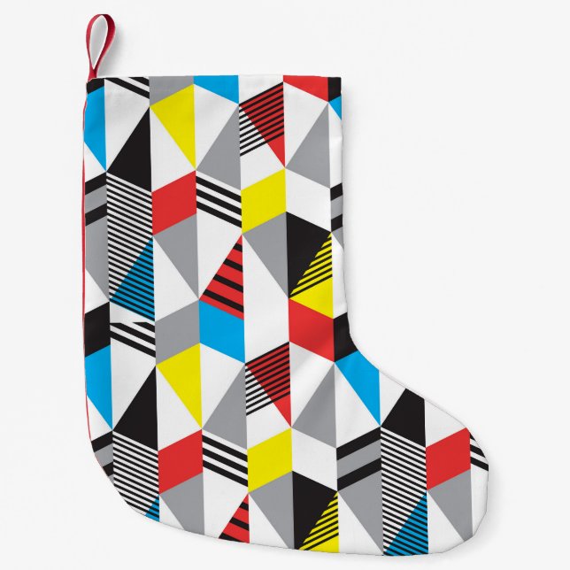Retro Bauhaus Style: Seamless Abstract Small Christmas Stocking (Front)