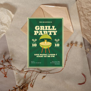 Retro BBQ Grill Party Invitation