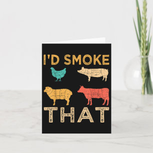 Retro Bbq Id Smoke That Barbeque Funny Grilling Gi Card