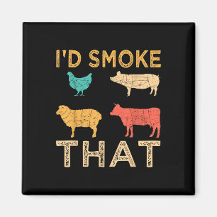 Retro Bbq Id Smoke That Barbeque Funny Grilling Gi Magnet