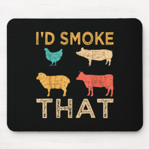 Retro Bbq Id Smoke That Barbeque Funny Grilling Gi Mouse Pad
