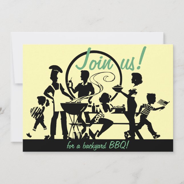 Retro BBQ Invitations - 50's Barbecue Invites (Front)