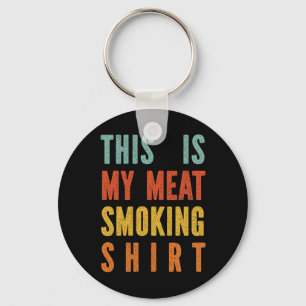 Retro Bbq My Meat Smoking Key Ring