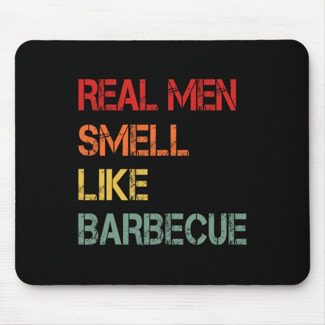 Retro Bbq Real Men Smell Like Byrbecue Smoke Funny Mouse Pad (Front)