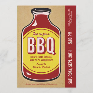 Retro BBQ Sauce Party Invitations