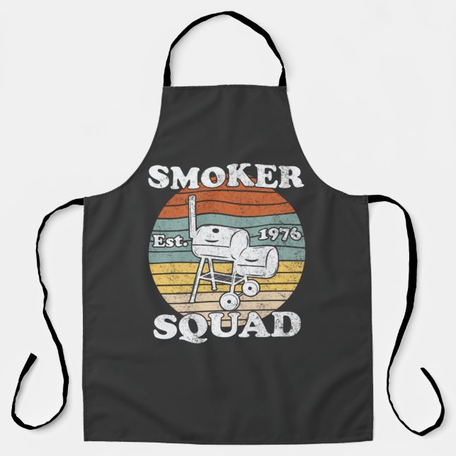 Retro BBQ Smoker Squad Est.1976 T-Shirt Apron (Front)