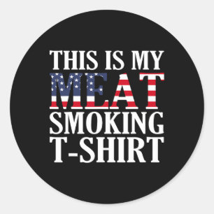 Retro Bbq Smoker Vintage Us Flag This Is My Meat S Classic Round Sticker