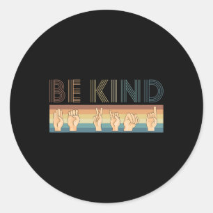 Retro Be Kind Deaf Classic Round Sticker