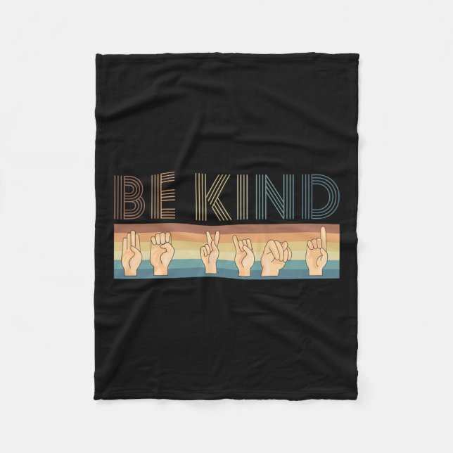 Retro Be Kind Deaf  Fleece Blanket (Front)