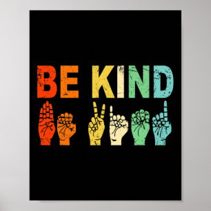 Retro Be Kind Hand Sign Asl Autism Awareness Men W