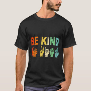 Retro Be Kind Hand Sign Asl Autism Awareness Men W T-Shirt