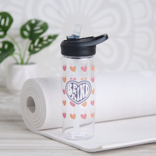 Retro Be Kind Heart Pattern Water Bottle