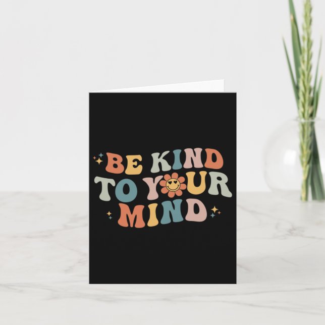 Retro Be Kind To Your Mind Mental Health Awareness Card (Front)