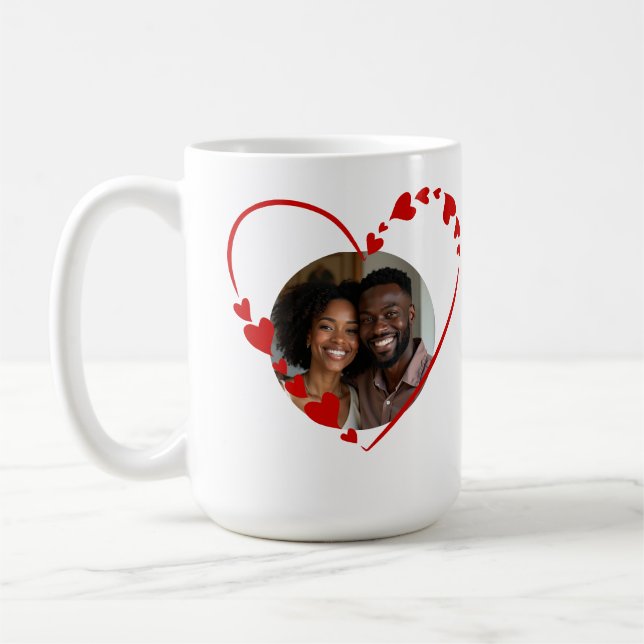 Retro Be Mine Script & Sketch Heart Photo  Coffee Mug (Left)