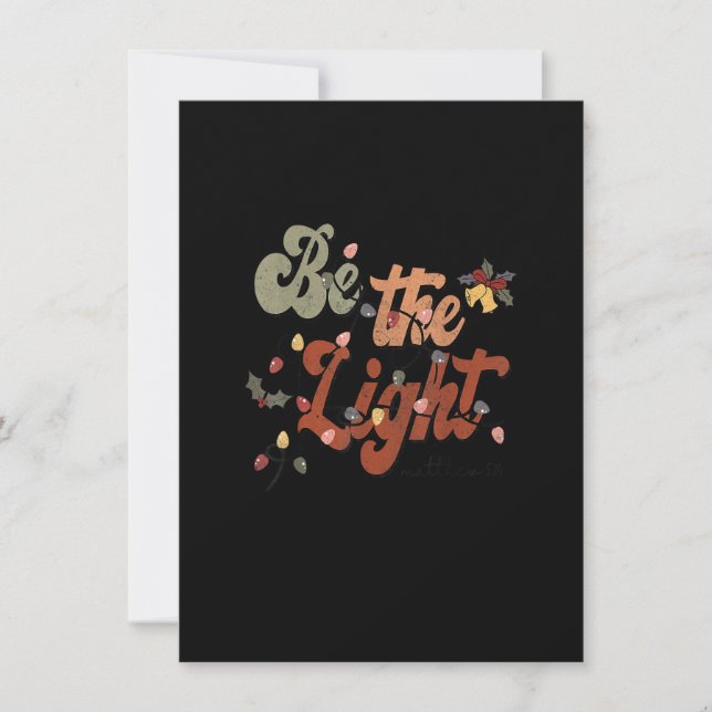 Retro Be The Light Jesus Faith Christmas Lights Ch Invitation (Front)
