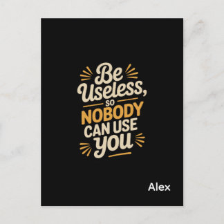 Retro Be Useless Funny Quote postcard