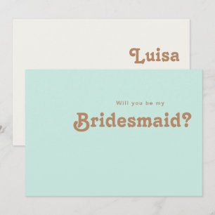 Retro Beach   Aqua Bridesmaid Proposal Card