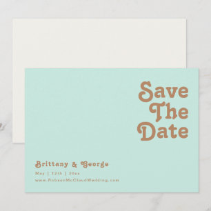 Retro Beach   Aqua Horizontal Save The Date