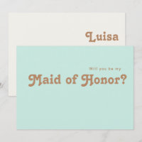 Retro Beach | Aqua Maid Of Honour Proposal Card
