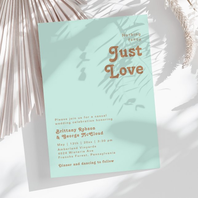 Retro Beach | Aqua Nothing Fancy Wedding Invitation (Creator Uploaded)