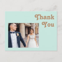 Retro Beach | Aqua Photo Wedding Thank You