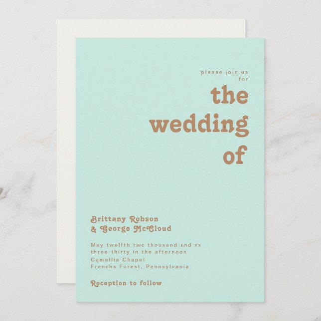 Retro Beach | Aqua The Wedding Of Invitation (Front/Back)