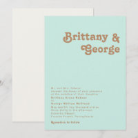 Retro Beach | Aqua Traditional Wedding Invitation