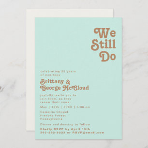 Retro Beach   Aqua We Still Do Vow Renewal Invitation