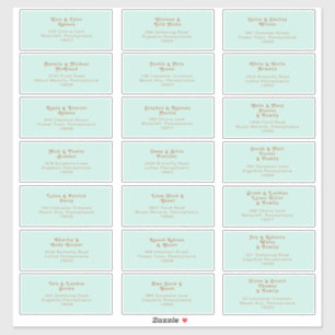 Retro Beach   Aqua Wedding Guest Address Sticker