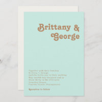 Retro Beach | Aqua Wedding Invitation