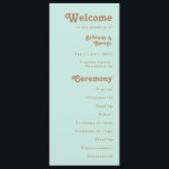 Retro Beach | Aqua Wedding Program<br><div class="desc">This retro beach | aqua wedding program is perfect for your simple vintage, colourful tropical boho summer wedding. Its unique bohemian mid-century font gives this design a classic minimalist groovy hippie vibe. Suppose you're looking for a design that features bright, rustic coastal ocean colours for your creative 70's destination beach...</div>