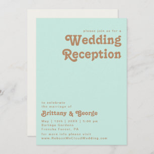 Retro Beach   Aqua Wedding Reception Invitation