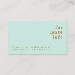 Retro Beach   Aqua Wedding Website Enclosure Card