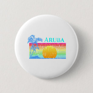 Retro Beach Aruba Sunset 6 Cm Round Badge