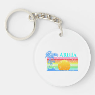 Retro Beach Aruba Sunset Key Ring