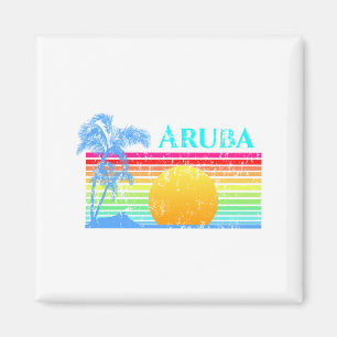 Retro Beach Aruba Sunset Magnet